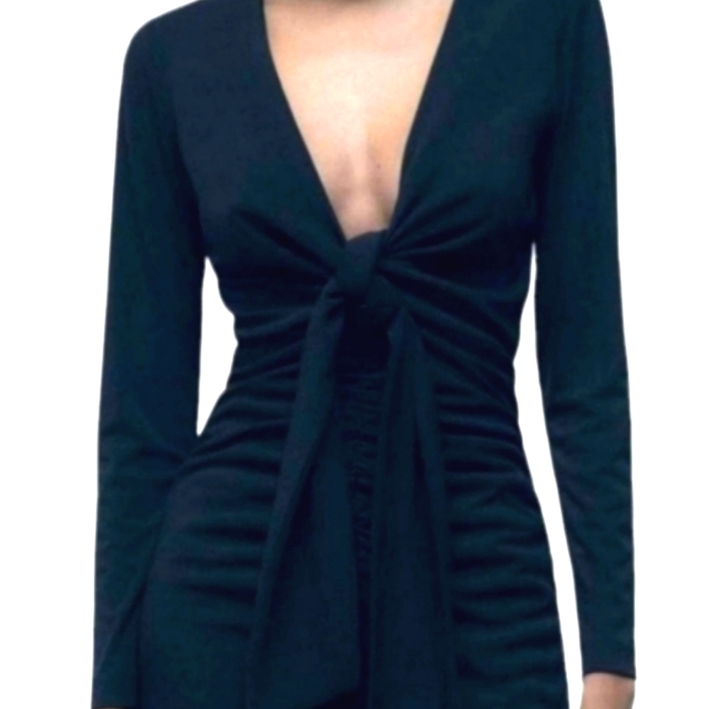 Zara NWT Women's Front Tie Black Dress. Size S